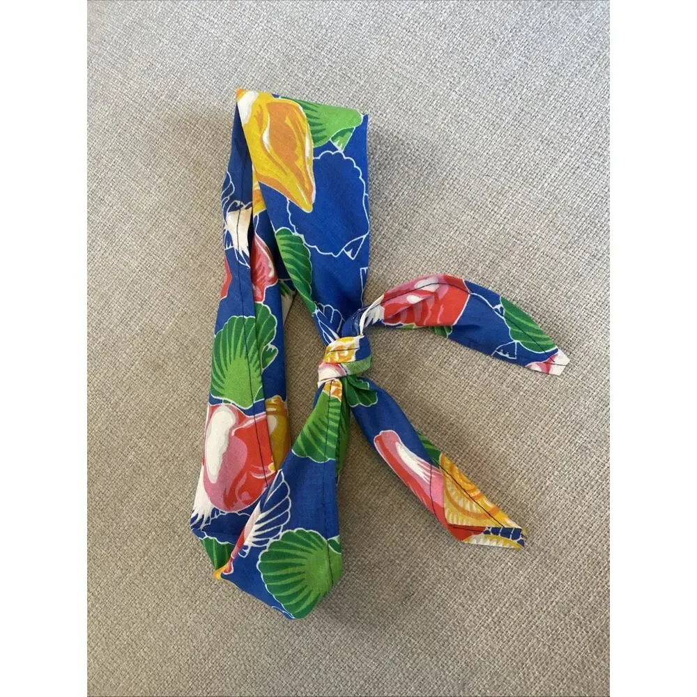 Vintage Head Hair Neck Scarf Floral Retro Mod Daisy 1960s Floral Shell